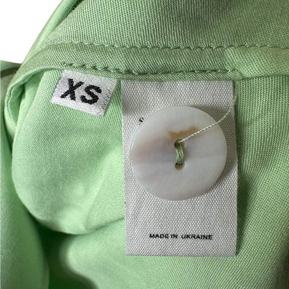 Sleeper Luxury Pajama Top Size XS Button Front Long Sleeve Mint Green Oversized - Picture 15 of 15